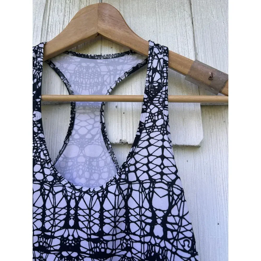 Lululemon Cool Racerback‎ White Black Glacier Lace S/M